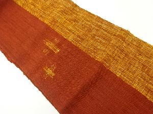 手織り紬　縞に十字絣模様織出し名古屋帯